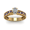 Load image into Gallery viewer, cushion-cut-antique-filigree-diamond-ring-with-blue-sapphire-in-14K-yellow-gold-FDENS3543CURGSABLANGLE5-NL-YG_b0933a53-de7a-4c30-94b4-4209706f64b0