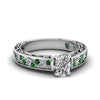 Load image into Gallery viewer, cushion-cut-antique-filigree-diamond-ring-with-emerald-in-14K-white-gold-FDENS3543CURGEMGR-NL-WG_8a98b649-edde-42a7-8f79-433f5e45bc06