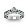 Load image into Gallery viewer, cushion-cut-antique-filigree-diamond-ring-with-emerald-in-14K-white-gold-FDENS3543CURGEMGRANGLE5-NL-WG_c43a2c1f-ec29-46a8-bb2a-1afae8962d2d