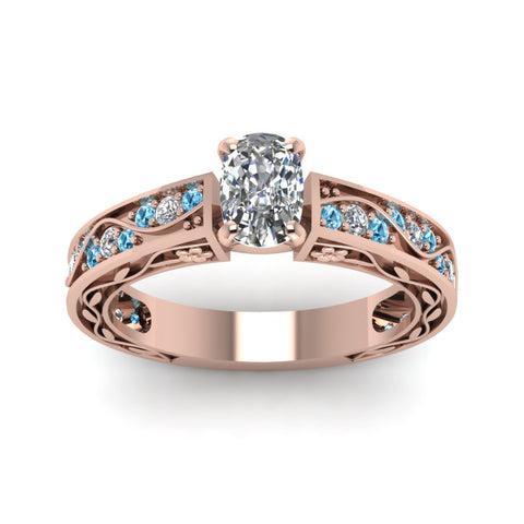 cushion-cut-antique-filigree-diamond-ring-with-ice-blue-topaz-in-14K-rose-gold-FDENS3543CURGICBLTOANGLE5-NL-RG