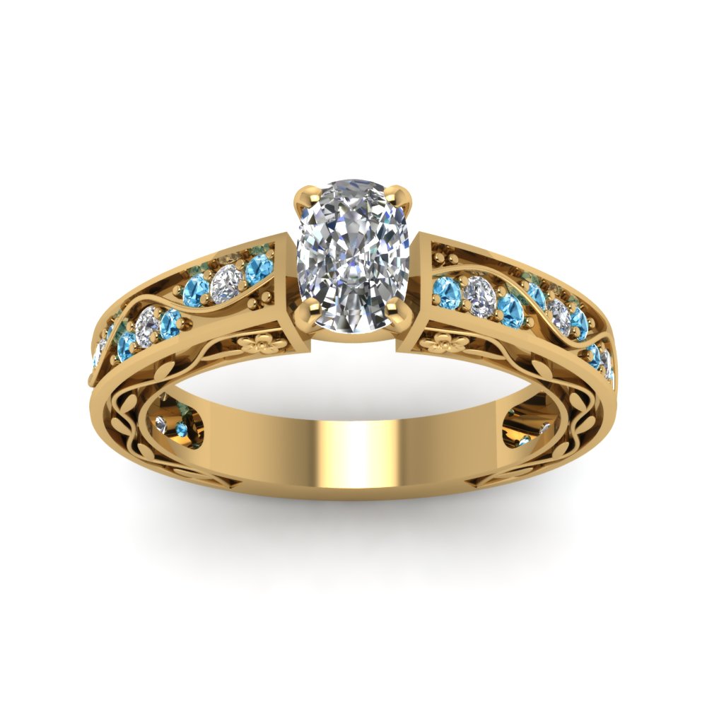 cushion-cut-antique-filigree-diamond-ring-with-ice-blue-topaz-in-14K-yellow-gold-FDENS3543CURGICBLTOANGLE5-NL-YG_95b86b08-1640-40f5-ade3-d246b6f47015