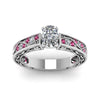 Load image into Gallery viewer, cushion-cut-antique-filigree-diamond-ring-with-pink-sapphire-in-950-platinum-FDENS3543CURGSADRPIANGLE5-NL-WG_e450c3e3-f2c2-47e7-9cde-a2d063d75662
