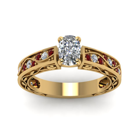 cushion-cut-antique-filigree-diamond-ring-with-ruby-in-14K-yellow-gold-FDENS3543CURGRUDRANGLE5-NL-YG