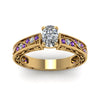 Load image into Gallery viewer, cushion-cut-antique-filigree-diamond-ring-with-violac-topaz-in-14K-yellow-gold-FDENS3543CURGVITOANGLE5-NL-YG_e412afe4-6950-4221-b13c-402f04e2d262