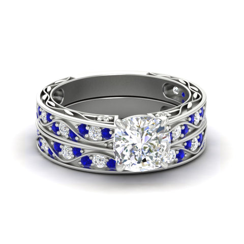 cushion-cut-antique-filigree-sapphire-bridal-ring-set-in-white-gold-fdens3543cugsablsleep-nl-wg.jpg