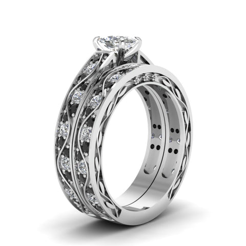cushion-cut-antique-filigree-wedding-ring-set-with-black-diamond-in-white-gold-FDENS3543CUGBLACKANGLE2-NL-WG