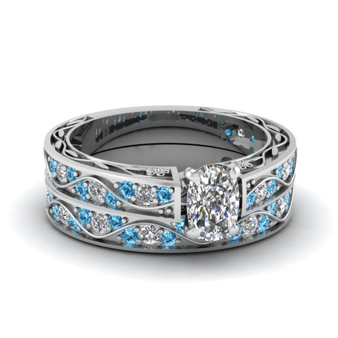 cushion-cut-antique-filigree-wedding-ring-set-with-ice-blue-topaz-in-white-gold-FDENS3543CUGICBLTO-NL-WG