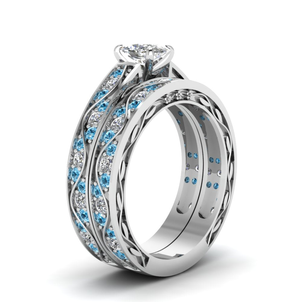 cushion-cut-antique-filigree-wedding-ring-set-with-ice-blue-topaz-in-white-gold-FDENS3543CUGICBLTOANGLE2-NL-WG