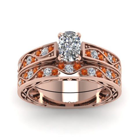 cushion-cut-antique-filigree-wedding-ring-set-with-orange-sapphire-in-rose-gold-FDENS3543CUGSAORANGLE5-NL-RG