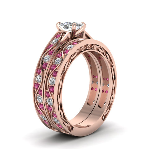 cushion-cut-antique-filigree-wedding-ring-set-with-pink-sapphire-in-rose-gold-FDENS3543CUGSADRPIANGLE2-NL-RG
