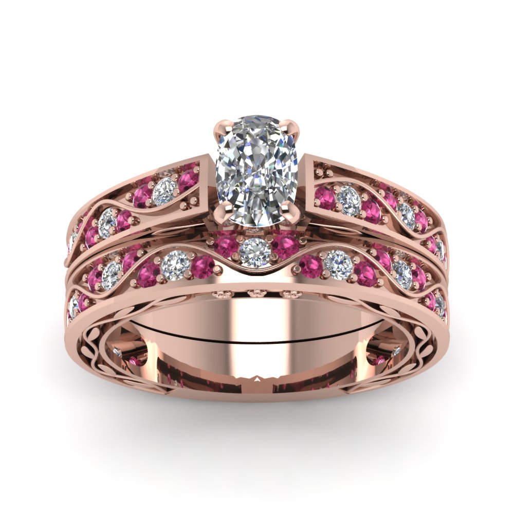 cushion-cut-antique-filigree-wedding-ring-set-with-pink-sapphire-in-rose-gold-FDENS3543CUGSADRPIANGLE5-NL-RG