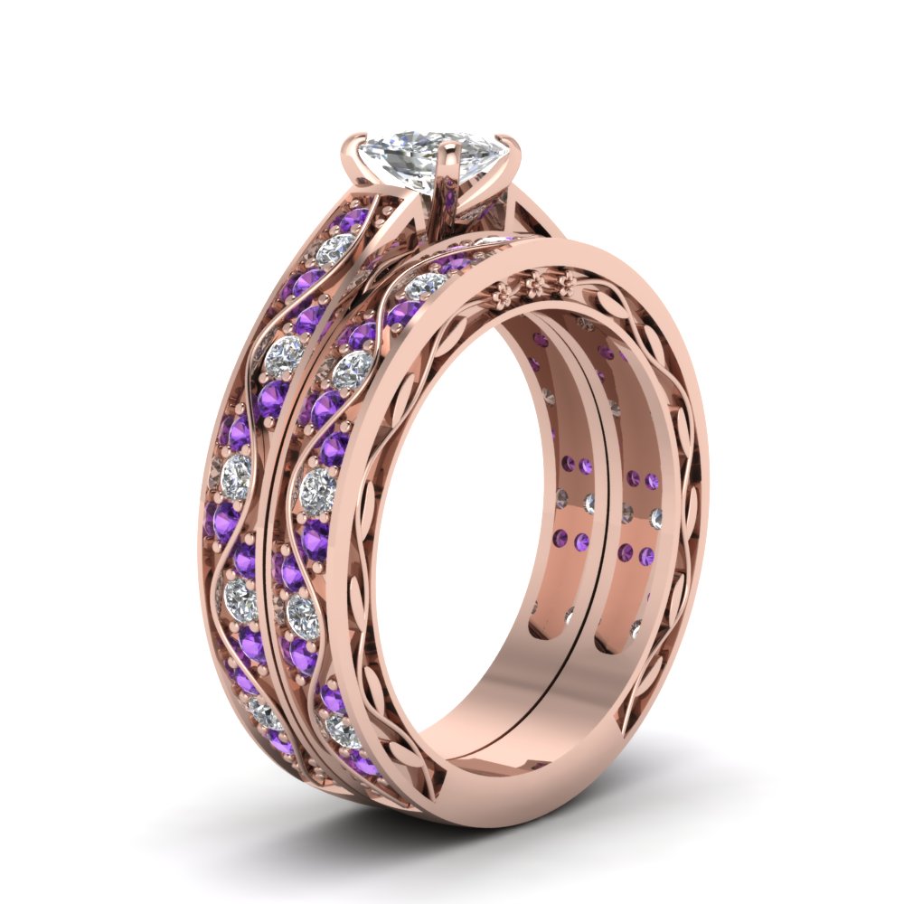 cushion-cut-antique-filigree-wedding-ring-set-with-purple-amethyst-in-rose-gold-FDENS3543CUGVITOANGLE2-NL-RG