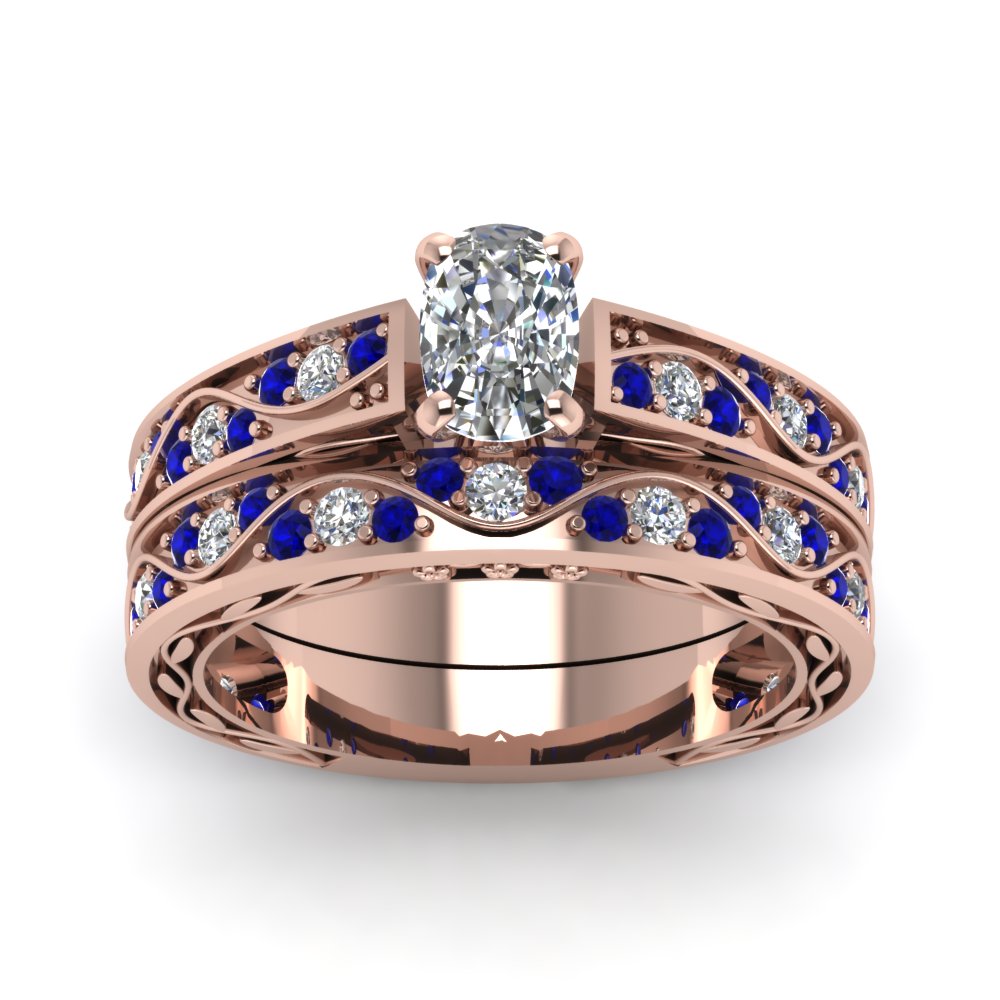 cushion-cut-antique-filigree-wedding-ring-set-with-sapphire-in-rose-gold-FDENS3543CUGSABLANGLE5-NL-RG