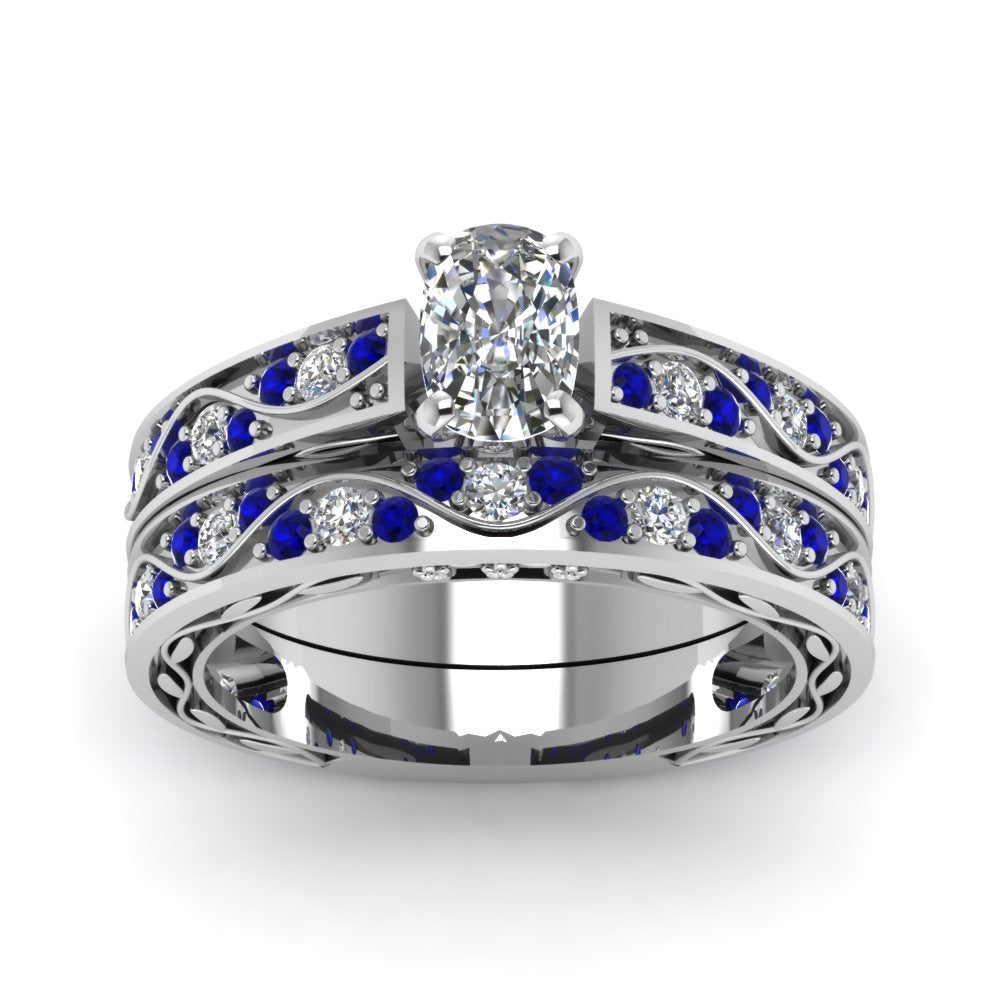 cushion-cut-antique-filigree-wedding-ring-set-with-sapphire-in-white-gold-FDENS3543CUGSABLANGLE5-NL-WG