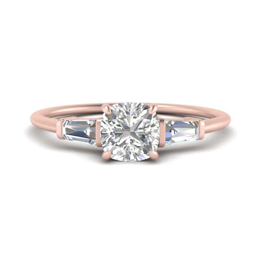 Tapered Baguette Cushion Cut Engagement Ring