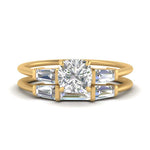 Load image into Gallery viewer, cushion-cut-bar-set-diamond-ring-with-matching-3-baguette-wedding-band-in-FDENS100CU-NL-YG
