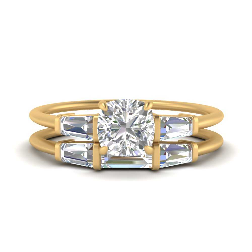cushion-cut-bar-set-diamond-ring-with-matching-3-baguette-wedding-band-in-FDENS100CU-NL-YG