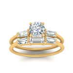 Load image into Gallery viewer, cushion-cut-bar-set-diamond-ring-with-matching-3-baguette-wedding-band-in-FDENS100CU-NL-YG
