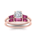 Load image into Gallery viewer, cushion-cut-bar-set-pink-sapphire-ring-with-matching-3-baguette-wedding-band-in-FDENS100CUGSADRPI-NL-RG
