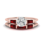 Load image into Gallery viewer, cushion-cut-bar-set-ruby-ring-with-matching-3-baguette-wedding-band-in-FDENS100CUGRUDR-NL-RG
