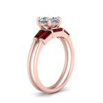 Load image into Gallery viewer, cushion-cut-bar-set-ruby-ring-with-matching-3-baguette-wedding-band-in-FDENS100CUGRUDR-NL-RG
