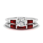 Load image into Gallery viewer, cushion-cut-bar-set-ruby-ring-with-matching-3-baguette-wedding-band-in-FDENS100CUGRUDR-NL-WG
