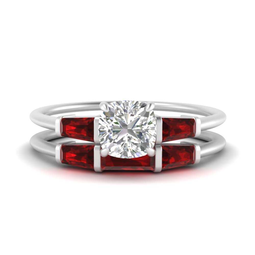 cushion-cut-bar-set-ruby-ring-with-matching-3-baguette-wedding-band-in-FDENS100CUGRUDR-NL-WG