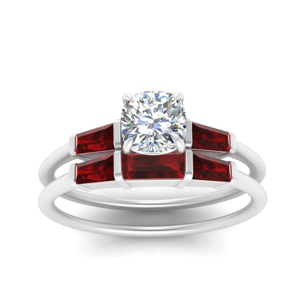 cushion-cut-bar-set-ruby-ring-with-matching-3-baguette-wedding-band-in-FDENS100CUGRUDR-NL-WG