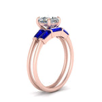 Load image into Gallery viewer, cushion-cut-bar-set-sapphire-ring-with-matching-3-baguette-wedding-band-in-FDENS100CUGSABL-NL-RG
