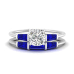 Load image into Gallery viewer, cushion-cut-bar-set-sapphire-ring-with-matching-3-baguette-wedding-band-in-FDENS100CUGSABL-NL-WG
