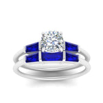 Load image into Gallery viewer, cushion-cut-bar-set-sapphire-ring-with-matching-3-baguette-wedding-band-in-FDENS100CUGSABL-NL-WG
