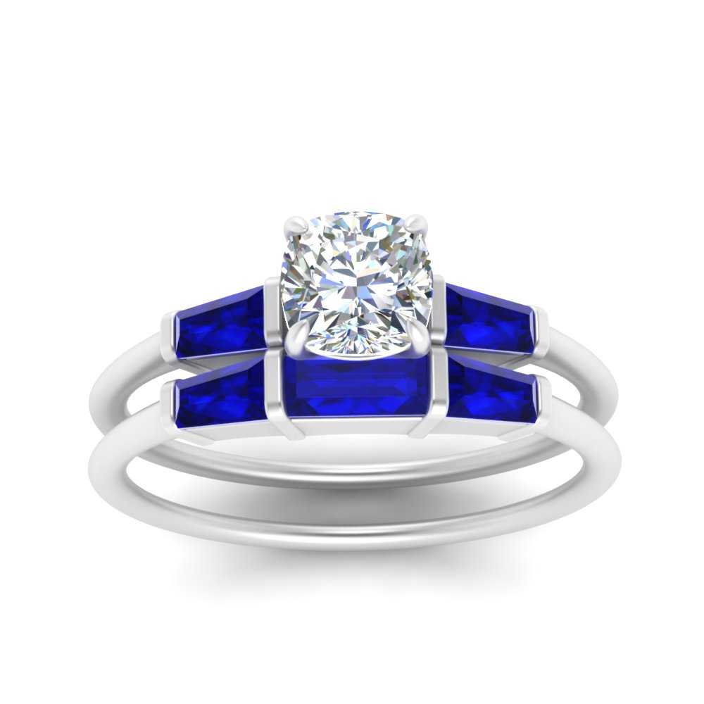 cushion-cut-bar-set-sapphire-ring-with-matching-3-baguette-wedding-band-in-FDENS100CUGSABL-NL-WG