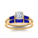 Load image into Gallery viewer, cushion-cut-bar-set-sapphire-ring-with-matching-3-baguette-wedding-band-in-FDENS100CUGSABL-NL-YG
