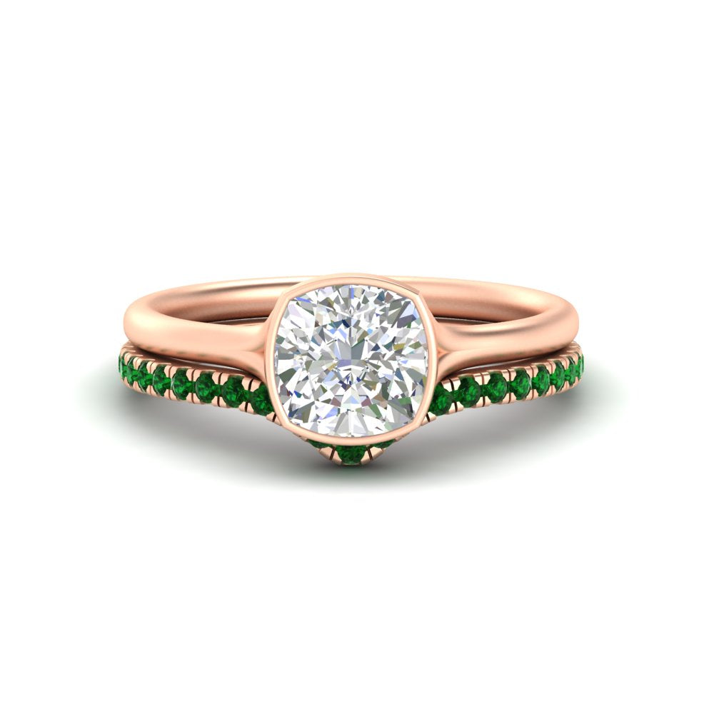 cushion-cut-bezel-solitaire-ring-with-emerald-band-in-rose-gold-FD11229CUGEMGR-NL-RG.jpg?v=1758702831