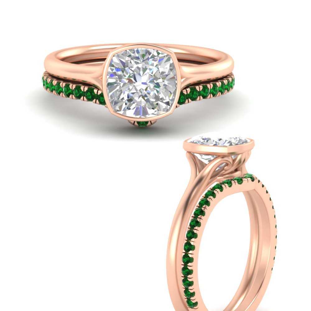 cushion-cut-bezel-solitaire-ring-with-emerald-band-in-rose-gold-FD11229CUGEMGRANGLE3-NL-RG.jpg?v=1758702831