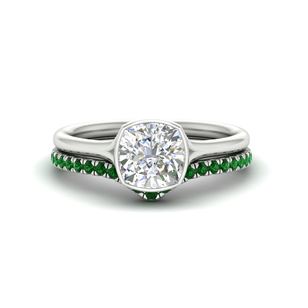 cushion-cut-bezel-solitaire-ring-with-emerald-band-in-white-gold-FD11229CUGEMGR-NL-WG.jpg?v=1758702831