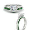 Load image into Gallery viewer, cushion-cut-bezel-solitaire-ring-with-emerald-band-in-white-gold-FD11229CUGEMGRANGLE3-NL-WG.jpg?v=1758702831