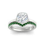 Load image into Gallery viewer, cushion-cut-bezel-solitaire-ring-with-emerald-band-in-white-gold-FD11229CUGEMGRANGLE5-NL-WG.jpg?v=1758702831
