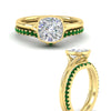 Load image into Gallery viewer, cushion-cut-bezel-solitaire-ring-with-emerald-band-in-yellow-gold-FD11229CUGEMGRANGLE3-NL-YG.jpg?v=1758702831