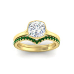 Load image into Gallery viewer, cushion-cut-bezel-solitaire-ring-with-emerald-band-in-yellow-gold-FD11229CUGEMGRANGLE5-NL-YG.jpg?v=1758702831
