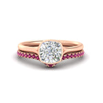 Load image into Gallery viewer, cushion-cut-bezel-solitaire-ring-with-pink-sapphire-band-in-rose-gold-FD11229CUGSADRPI-NL-RG.jpg?v=1758702831
