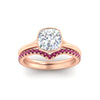 Load image into Gallery viewer, cushion-cut-bezel-solitaire-ring-with-pink-sapphire-band-in-rose-gold-FD11229CUGSADRPIANGLE5-NL-RG.jpg?v=1758702831