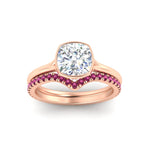 Load image into Gallery viewer, cushion-cut-bezel-solitaire-ring-with-pink-sapphire-band-in-rose-gold-FD11229CUGSADRPIANGLE5-NL-RG.jpg?v=1758702831
