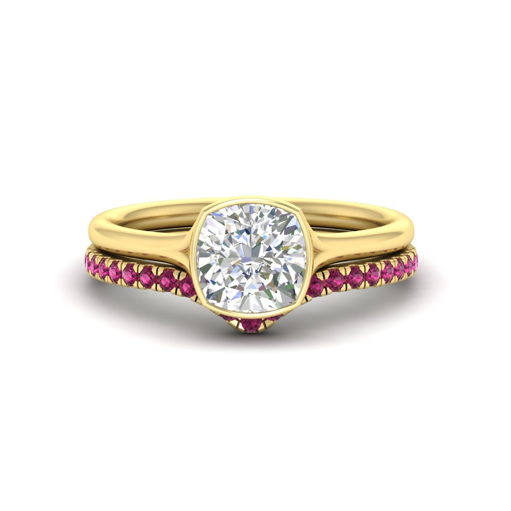 cushion-cut-bezel-solitaire-ring-with-pink-sapphire-band-in-yellow-gold-FD11229CUGSADRPI-NL-YG.jpg?v=1758702831