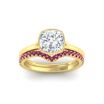 Load image into Gallery viewer, cushion-cut-bezel-solitaire-ring-with-pink-sapphire-band-in-yellow-gold-FD11229CUGSADRPIANGLE5-NL-YG.jpg?v=1758702831
