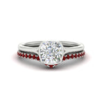 Load image into Gallery viewer, cushion-cut-bezel-solitaire-ring-with-ruby-band-in-white-gold-FD11229CUGRUDR-NL-WG.jpg?v=1758702831

