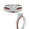 Load image into Gallery viewer, cushion-cut-bezel-solitaire-ring-with-ruby-band-in-white-gold-FD11229CUGRUDRANGLE3-NL-WG.jpg?v=1758702831