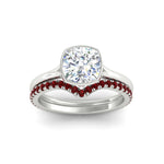 Load image into Gallery viewer, cushion-cut-bezel-solitaire-ring-with-ruby-band-in-white-gold-FD11229CUGRUDRANGLE5-NL-WG.jpg?v=1758702831
