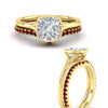 Load image into Gallery viewer, cushion-cut-bezel-solitaire-ring-with-ruby-band-in-yellow-gold-FD11229CUGRUDRANGLE3-NL-YG.jpg?v=1758702831