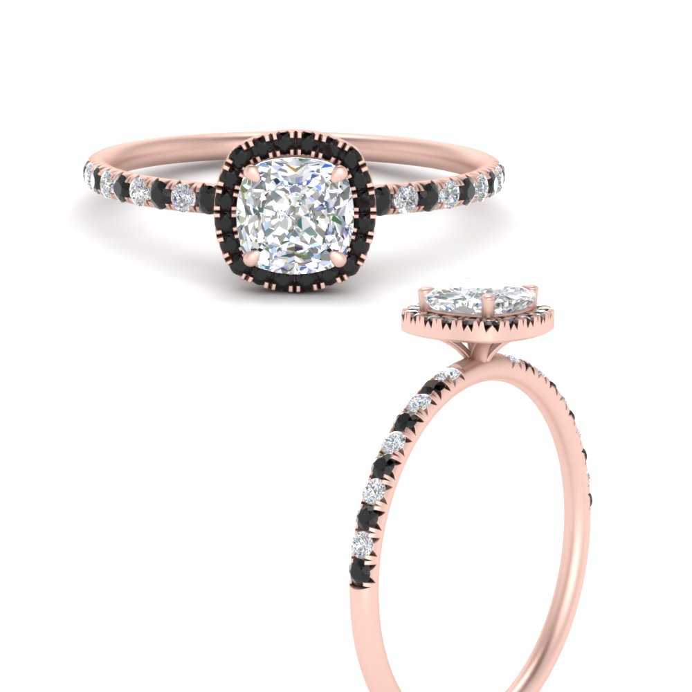 cushion-cut-black-diamond-halo-petite-engagement-ring-in-rose-gold-FD8523CURGBLACKANGLE3-NL-RG
